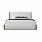 Letto a piattaforma queen size con testiera imbottita e struttura in legno