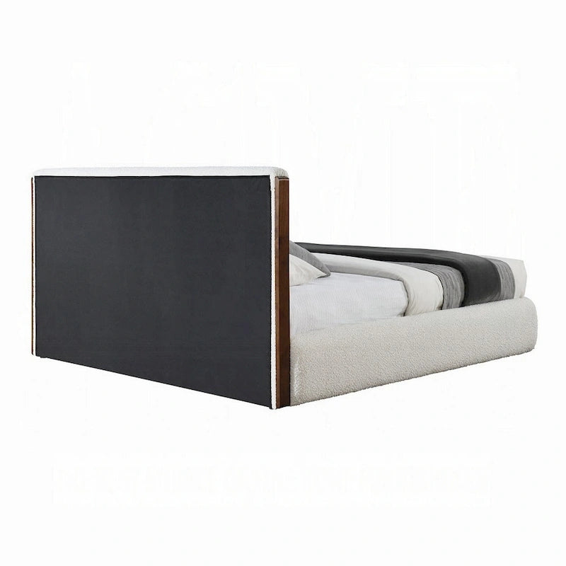 Letto a piattaforma queen size con testiera imbottita e struttura in legno