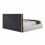 Letto a piattaforma queen size con testiera imbottita e struttura in legno