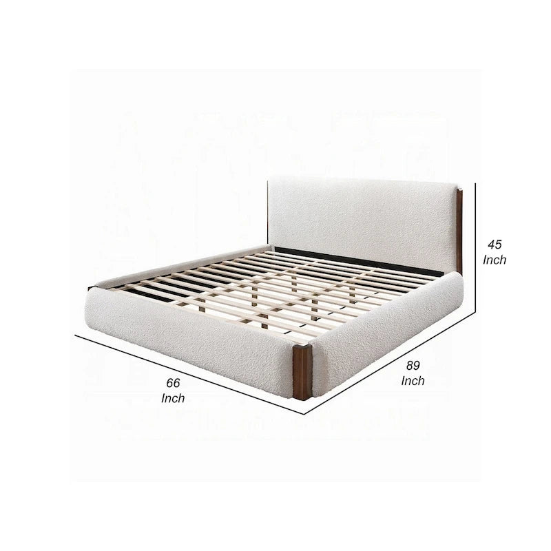 Letto a piattaforma queen size con testiera imbottita e struttura in legno