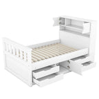 Letto a piattaforma singolo/matrimoniale con 4 cassetti e testiera con libreria