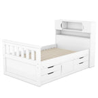 Letto a piattaforma singolo/matrimoniale con 4 cassetti e testiera con libreria