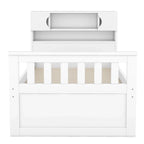 Letto a piattaforma singolo/matrimoniale con 4 cassetti e testiera con libreria