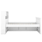 Letto a piattaforma singolo/matrimoniale con 4 cassetti e testiera con libreria
