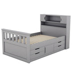 Letto a piattaforma singolo/matrimoniale con 4 cassetti e testiera con libreria
