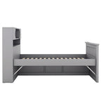 Letto a piattaforma singolo/matrimoniale con 4 cassetti e testiera con libreria