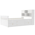 Letto a piattaforma singolo/matrimoniale con 4 cassetti e testiera con libreria