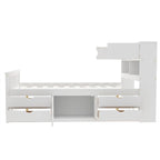 Letto a piattaforma singolo/matrimoniale con 4 cassetti e testiera con libreria