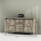 Credenza Buffet da 59 Pollici con Ante Scorrevoli a Stile Fienile e Ripiani Regolabili