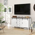 Credenza Buffet da 59 Pollici con Ante Scorrevoli a Stile Fienile e Ripiani Regolabili
