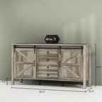 Credenza Buffet da 59 Pollici con Ante Scorrevoli a Stile Fienile e Ripiani Regolabili