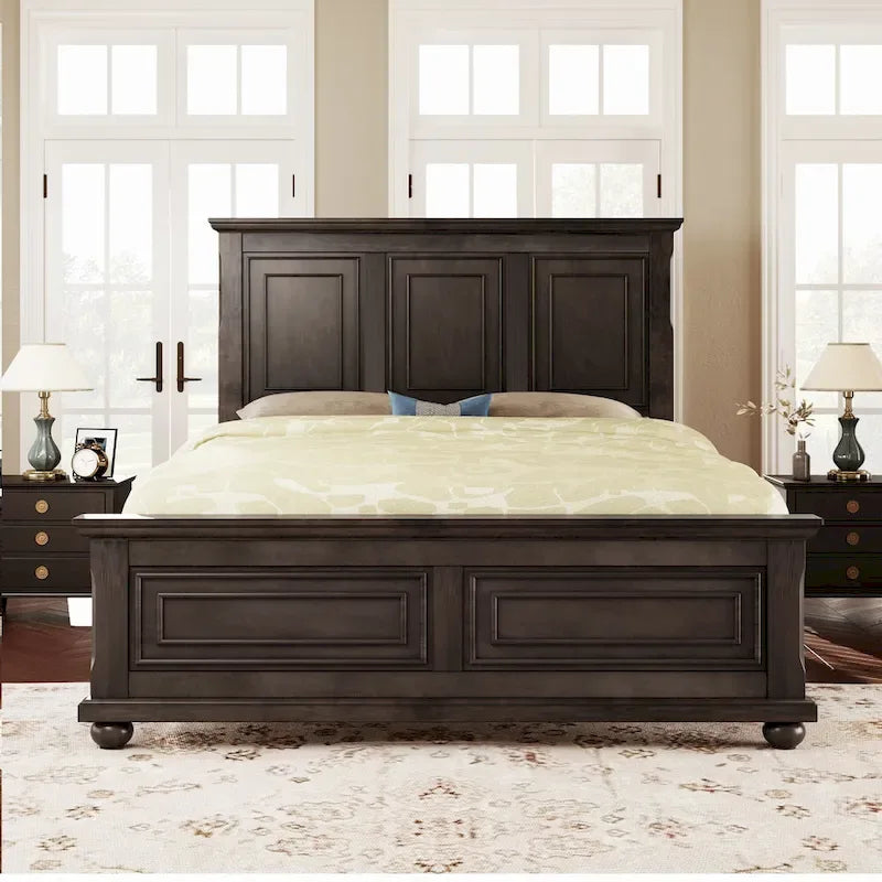 Letto matrimoniale king size in pino con rete a doghe in legno