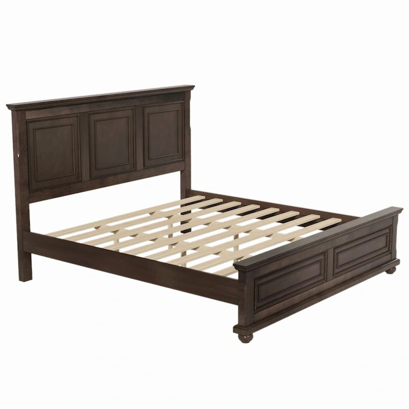 Letto matrimoniale king size in pino con rete a doghe in legno