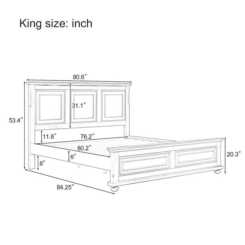 Letto matrimoniale king size in pino con rete a doghe in legno