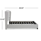 Struttura letto imbottita queen size con testiera in tessuto