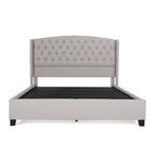 Struttura letto imbottita queen size con testiera in tessuto