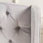 Struttura letto imbottita queen size con testiera in tessuto