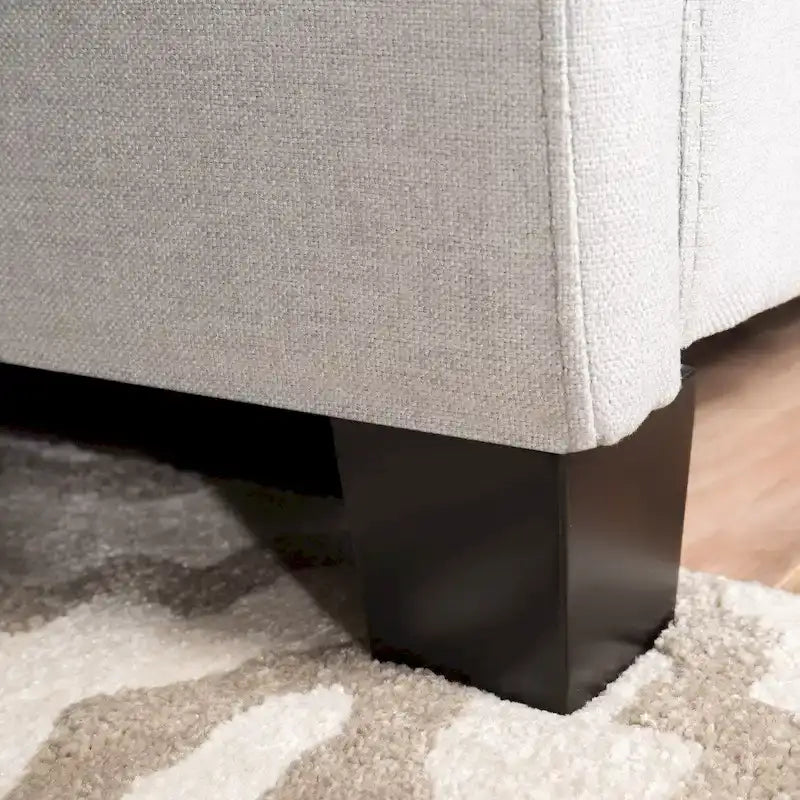 Struttura letto imbottita queen size con testiera in tessuto