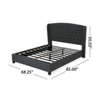 Struttura letto imbottita queen size con testiera in tessuto