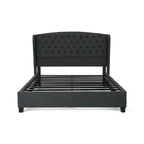Struttura letto imbottita queen size con testiera in tessuto