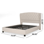 Struttura letto imbottita queen size con testiera in tessuto
