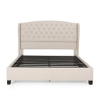 Struttura letto imbottita queen size con testiera in tessuto