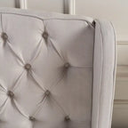 Struttura letto imbottita queen size con testiera in tessuto