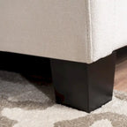 Struttura letto imbottita queen size con testiera in tessuto