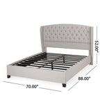 Struttura letto imbottita queen size con testiera in tessuto