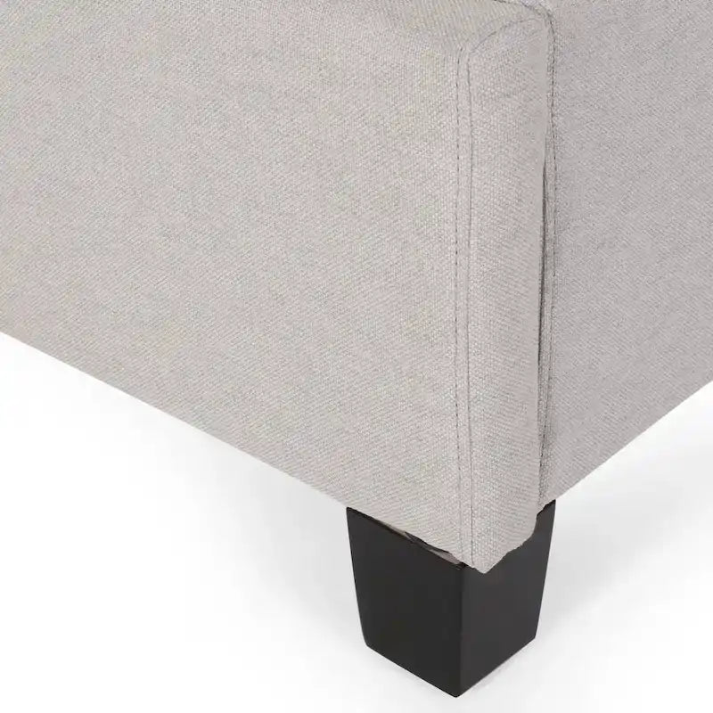 Struttura letto imbottita queen size con testiera in tessuto