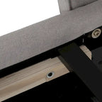 Struttura letto imbottita queen size con testiera in tessuto
