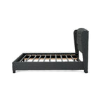 Struttura letto imbottita queen size con testiera in tessuto