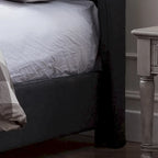 Struttura letto imbottita queen size con testiera in tessuto