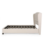Struttura letto imbottita queen size con testiera in tessuto