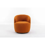 Poltroncina Girevole Rotonda Imbottita in Tessuto Teddy