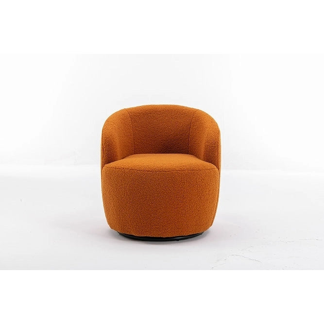 Poltroncina Girevole Rotonda Imbottita in Tessuto Teddy