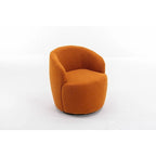 Poltroncina Girevole Rotonda Imbottita in Tessuto Teddy