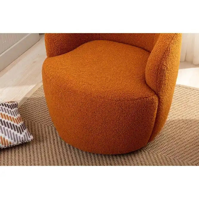 Poltroncina Girevole Rotonda Imbottita in Tessuto Teddy