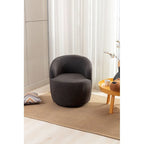 Poltroncina Girevole Rotonda Imbottita in Tessuto Teddy
