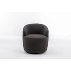 Poltroncina Girevole Rotonda Imbottita in Tessuto Teddy