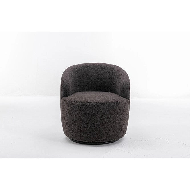 Poltroncina Girevole Rotonda Imbottita in Tessuto Teddy
