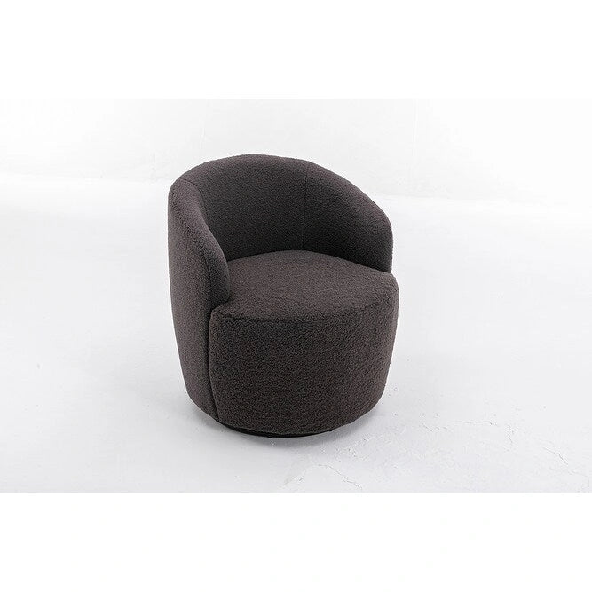 Poltroncina Girevole Rotonda Imbottita in Tessuto Teddy