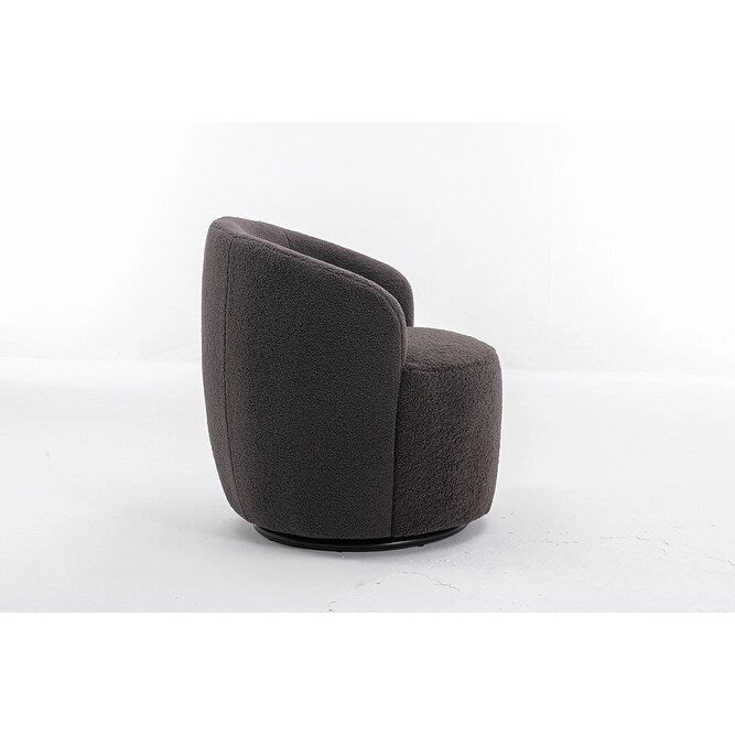 Poltroncina Girevole Rotonda Imbottita in Tessuto Teddy
