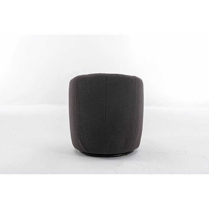 Poltroncina Girevole Rotonda Imbottita in Tessuto Teddy