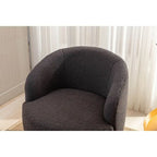Poltroncina Girevole Rotonda Imbottita in Tessuto Teddy