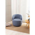 Poltroncina Girevole Rotonda Imbottita in Tessuto Teddy