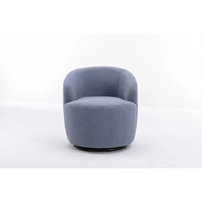 Poltroncina Girevole Rotonda Imbottita in Tessuto Teddy