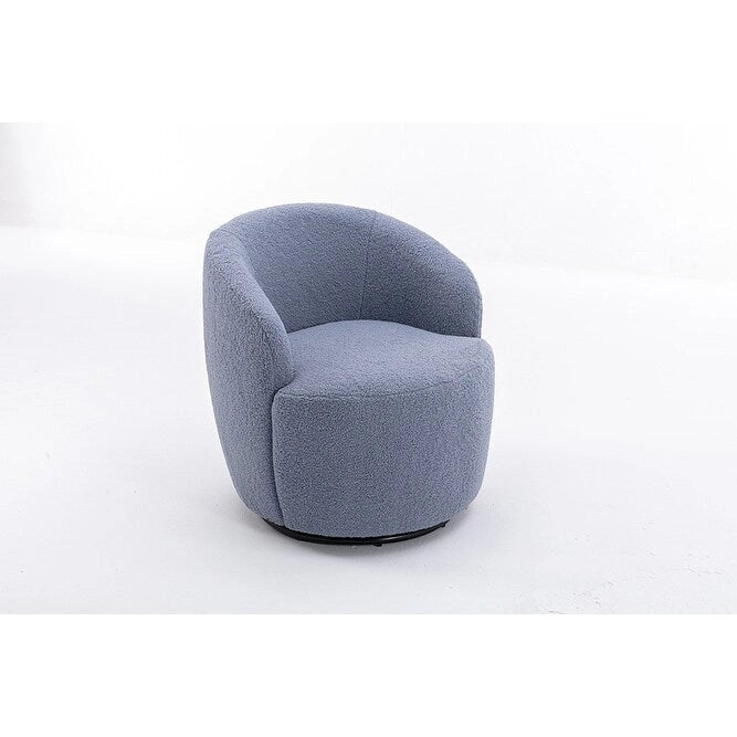 Poltroncina Girevole Rotonda Imbottita in Tessuto Teddy