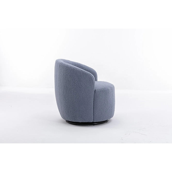 Poltroncina Girevole Rotonda Imbottita in Tessuto Teddy