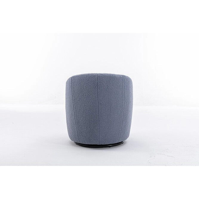 Poltroncina Girevole Rotonda Imbottita in Tessuto Teddy